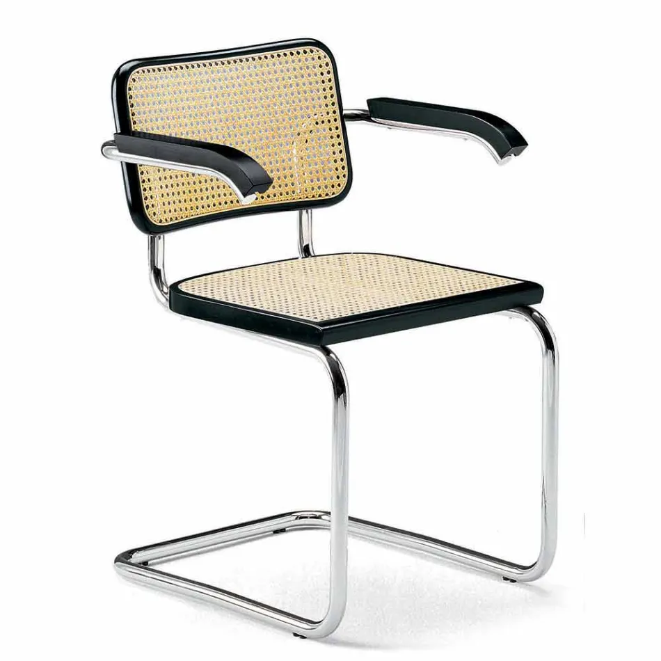 Sedia Ufficio in Paglia con Struttura in Acciaio e Legno Made in Italy - Baviera Viadurini