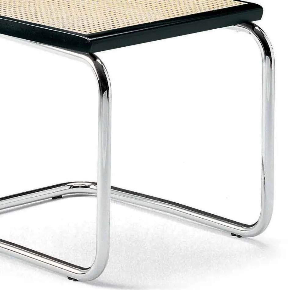 Sedia Ufficio in Paglia con Struttura in Acciaio e Legno Made in Italy - Baviera Viadurini