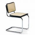 Sedia Ufficio in Paglia con Struttura in Acciaio e Legno Made in Italy - Baviera
