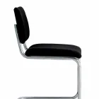 Sedia Ufficio in Pelle con Struttura in Acciaio Cromato Made in Italy - Ottante Viadurini