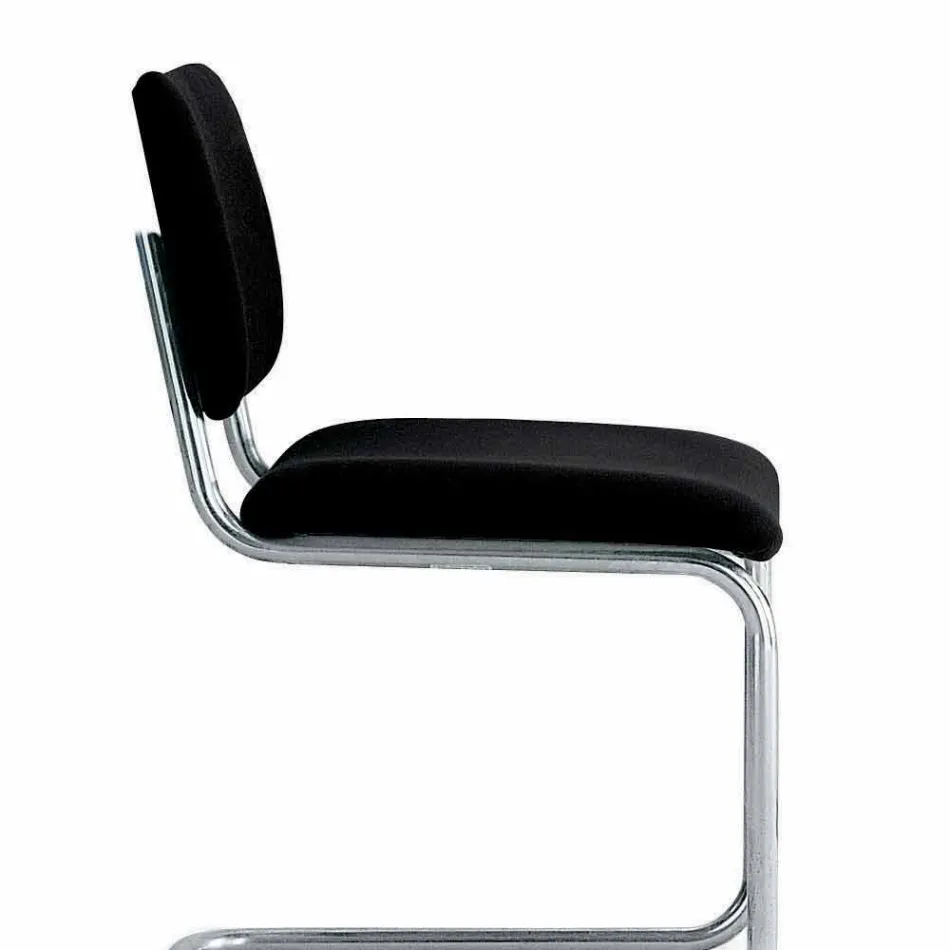 Sedia Ufficio in Pelle con Struttura in Acciaio Cromato Made in Italy - Ottante Viadurini
