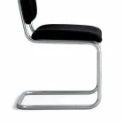 Sedia Ufficio in Pelle con Struttura in Acciaio Cromato Made in Italy - Ottante Viadurini