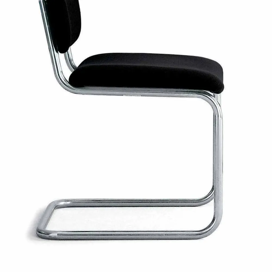 Sedia Ufficio in Pelle con Struttura in Acciaio Cromato Made in Italy - Ottante Viadurini