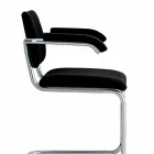 Sedia Ufficio in Pelle con Struttura in Acciaio Cromato Made in Italy - Ottante Viadurini