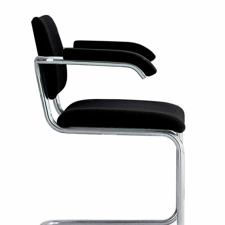 Sedia Ufficio in Pelle con Struttura in Acciaio Cromato Made in Italy - Ottante Viadurini