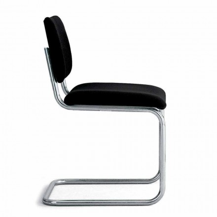 Sedia Ufficio in Pelle con Struttura in Acciaio Cromato Made in Italy - Ottante Viadurini