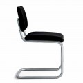 Sedia Ufficio in Pelle con Struttura in Acciaio Cromato Made in Italy - Ottante