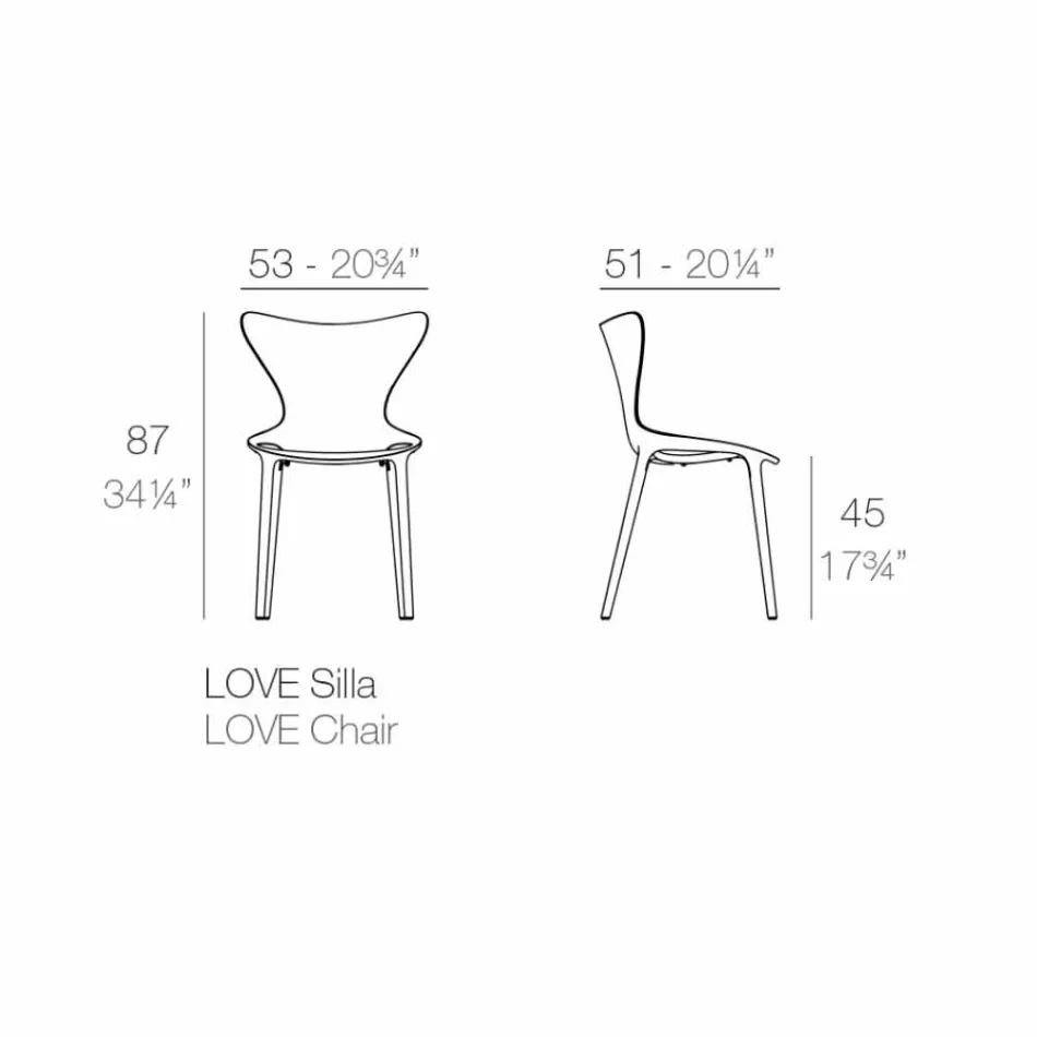 Sedie da Giardino di Design Impilabile in Polipropilene 4 Pezzi - Love by Vondom Viadurini