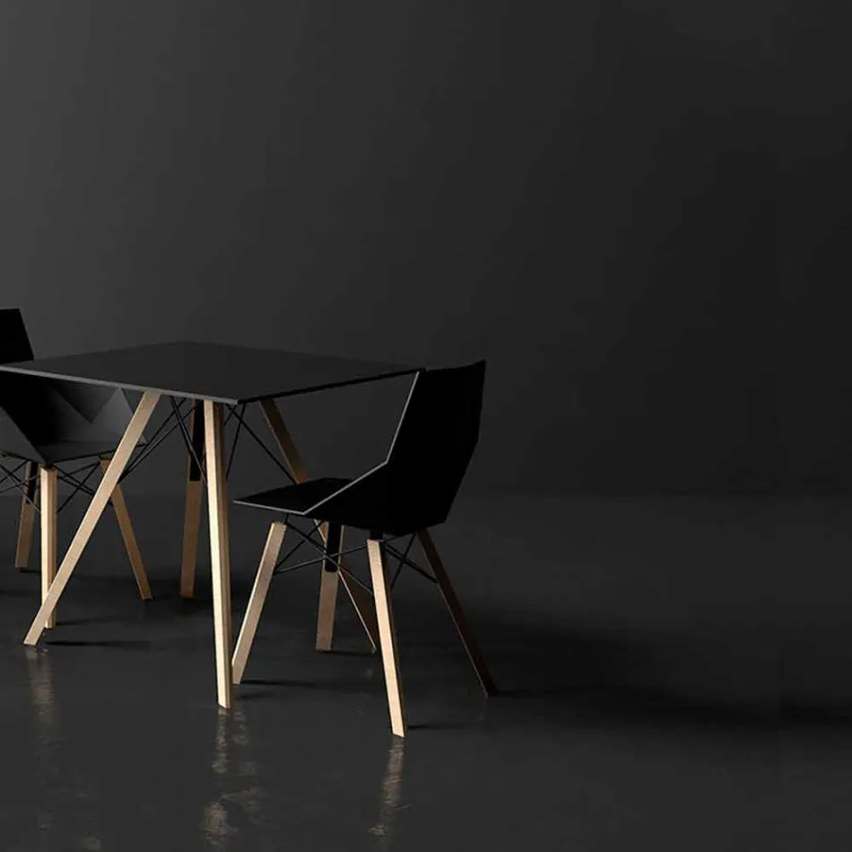 Sedie da Soggiorno o Cucina in Polipropilene e Legno - Faz Wood by Vondom Viadurini