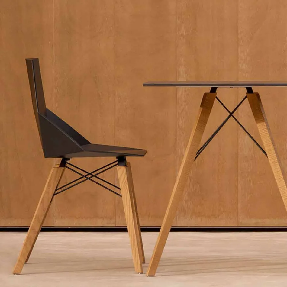 Sedie da Soggiorno o Cucina in Polipropilene e Legno - Faz Wood by Vondom Viadurini