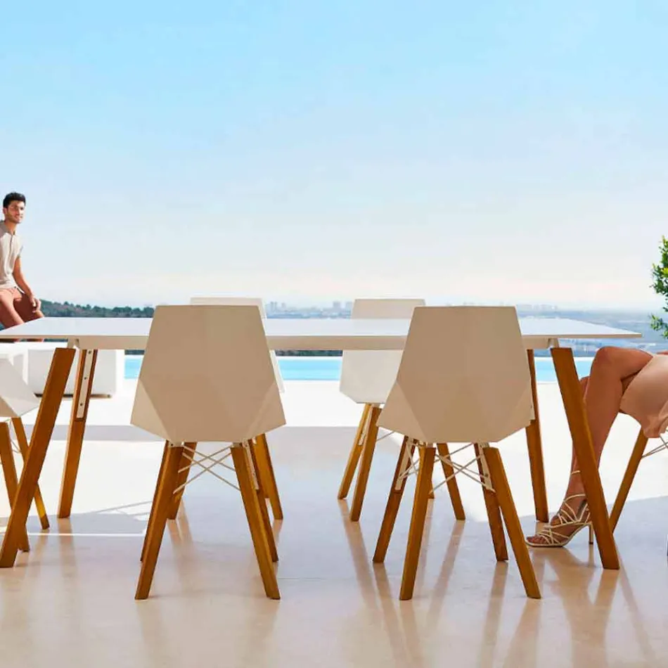 Sedie da Soggiorno o Cucina in Polipropilene e Legno - Faz Wood by Vondom Viadurini
