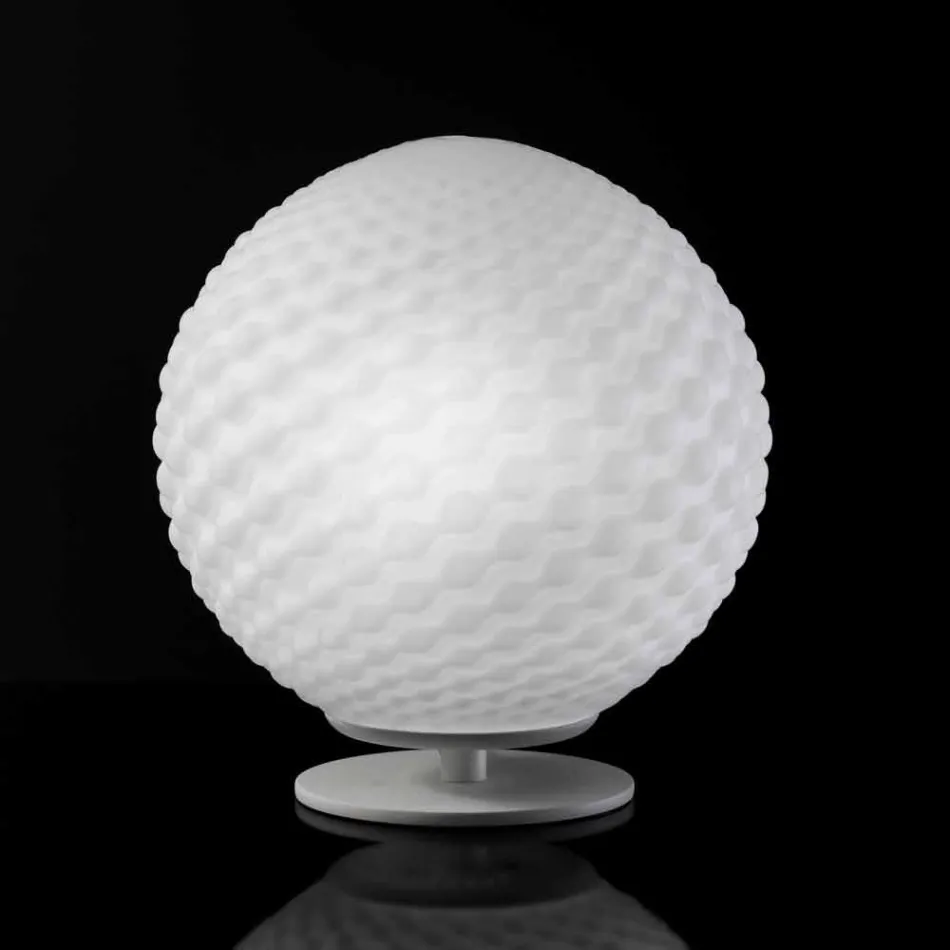Selene Domino lampada da tavolo bianca in vetro soffiato Ø27 H 30cm  Viadurini
