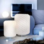 Selene Domino lampada da tavolo Ø15 H22cm,vetro soffiato fatta a mano  Viadurini