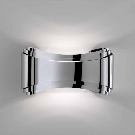 Selene Ionica lampada a muro made in Italy,30x10 H16cm,vetro e acciaio Viadurini