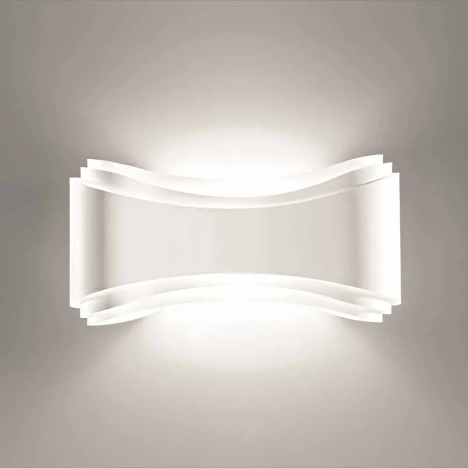 Selene Ionica lampada a muro made in Italy,40x12H20cm, acciaio e vetro Viadurini