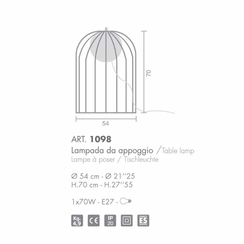 Selene Kluvì lampada da tavolo di design in vetro soffiato Ø54 H 70cm  Viadurini