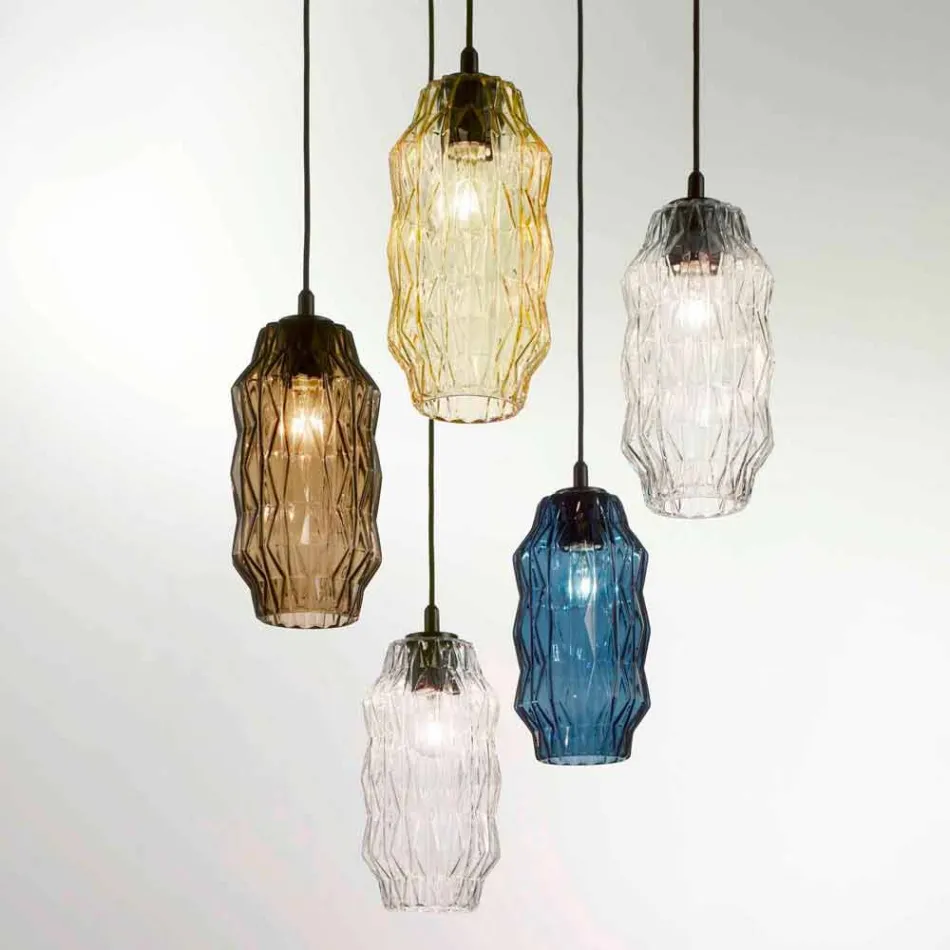 Selene Origami lampada a sospensione in vetro soffiato Ø16 H 30/140cm Viadurini