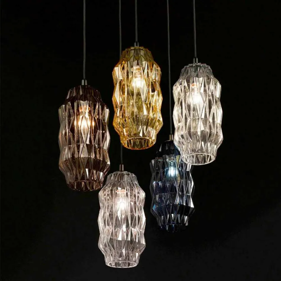 Selene Origami lampada a sospensione in vetro soffiato Ø16 H 30/140cm Viadurini