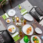 Servizio Aperitivo 12 Pezzi Piatti Design in Porcellana Bianca Moderni - Nalah Viadurini