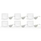 Servizio Aperitivo 12 Pezzi Piatti Design in Porcellana Bianca Moderni - Nalah Viadurini