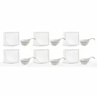 Servizio Aperitivo 12 Pezzi Piatti Design in Porcellana Bianca Moderni - Nalah Viadurini