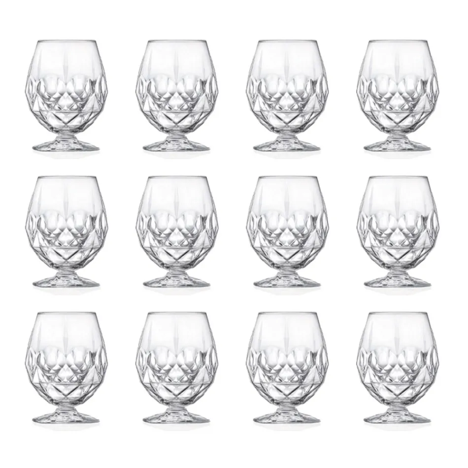 Servizio Bicchiere Calice Basso da Liquore in Eco Cristallo 12 Pz - Bromeo Viadurini