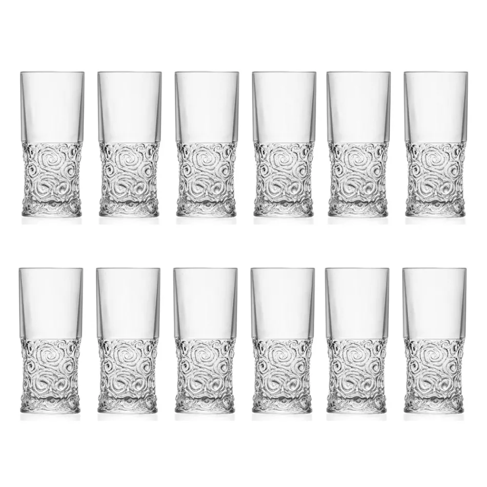 Servizio Bicchieri Highball in Eco Cristallo Decoro Audace 12 Pezzi - Ritmo Viadurini