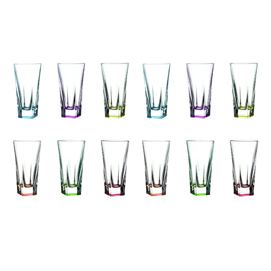Servizio Bicchieri Tumbler Alti Cristallo Eco Colorato 12 Pezzi - Amalgama Viadurini
