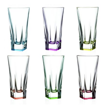 Servizio Bicchieri Tumbler Alti Cristallo Eco Colorato 12 Pezzi - Amalgama Viadurini