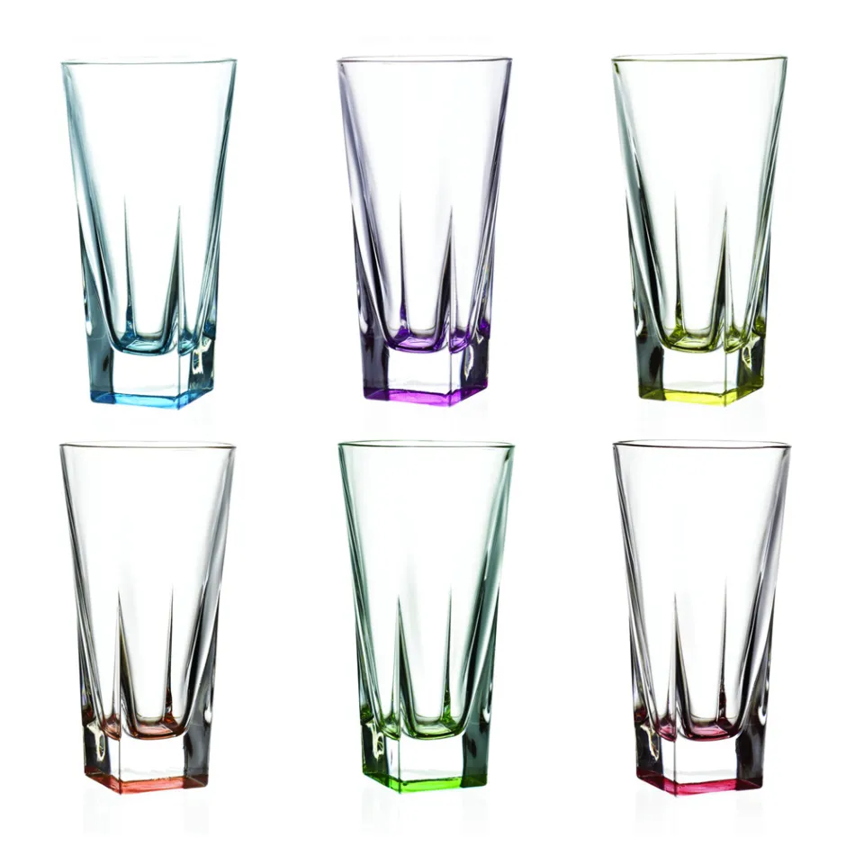 Servizio Bicchieri Tumbler Alti Cristallo Eco Colorato 12 Pezzi - Amalgama Viadurini