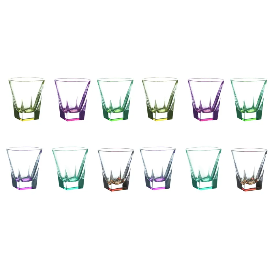 Servizio Bicchierini da Liquore in Cristallo Eco Colorato 12 Pz - Amalgama Viadurini