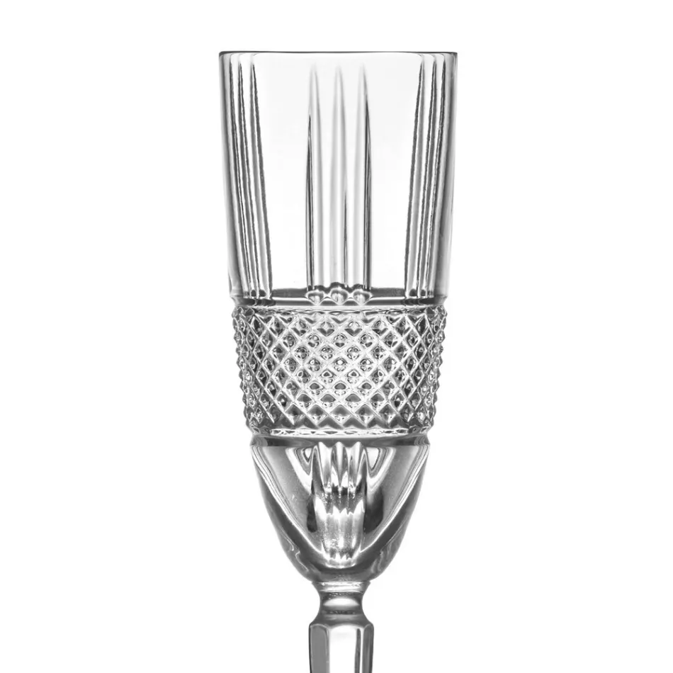 Servizio Calici Flute da Champagne in Eco Cristallo Decoro 12 Pz - Brioso Viadurini