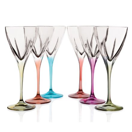 Servizio Calici Vino Cristallo Eco Colorato o Trasparente 12 Pz - Amalgama Viadurini