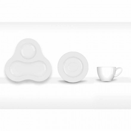Servizio da Tè Completo Design Moderno in Porcellana Bianca 14 Pezzi - Telescopo Viadurini
