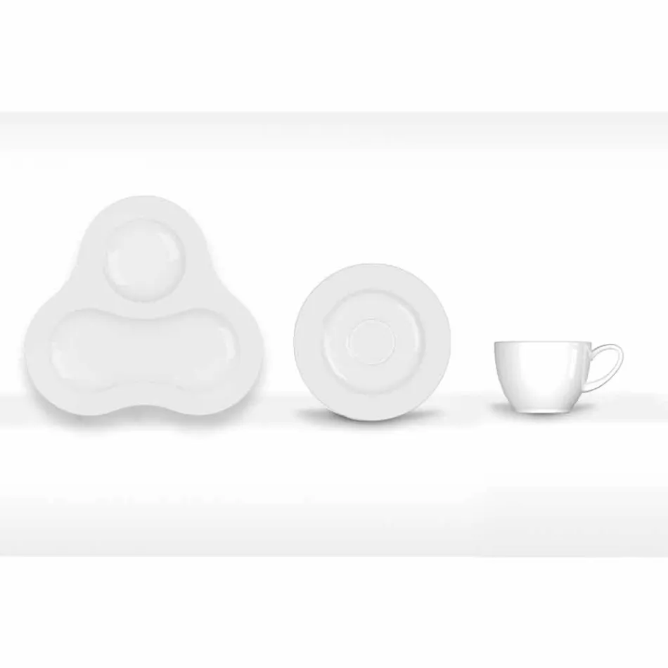 Servizio da Tè Completo Design Moderno in Porcellana Bianca 14 Pezzi - Telescopo Viadurini