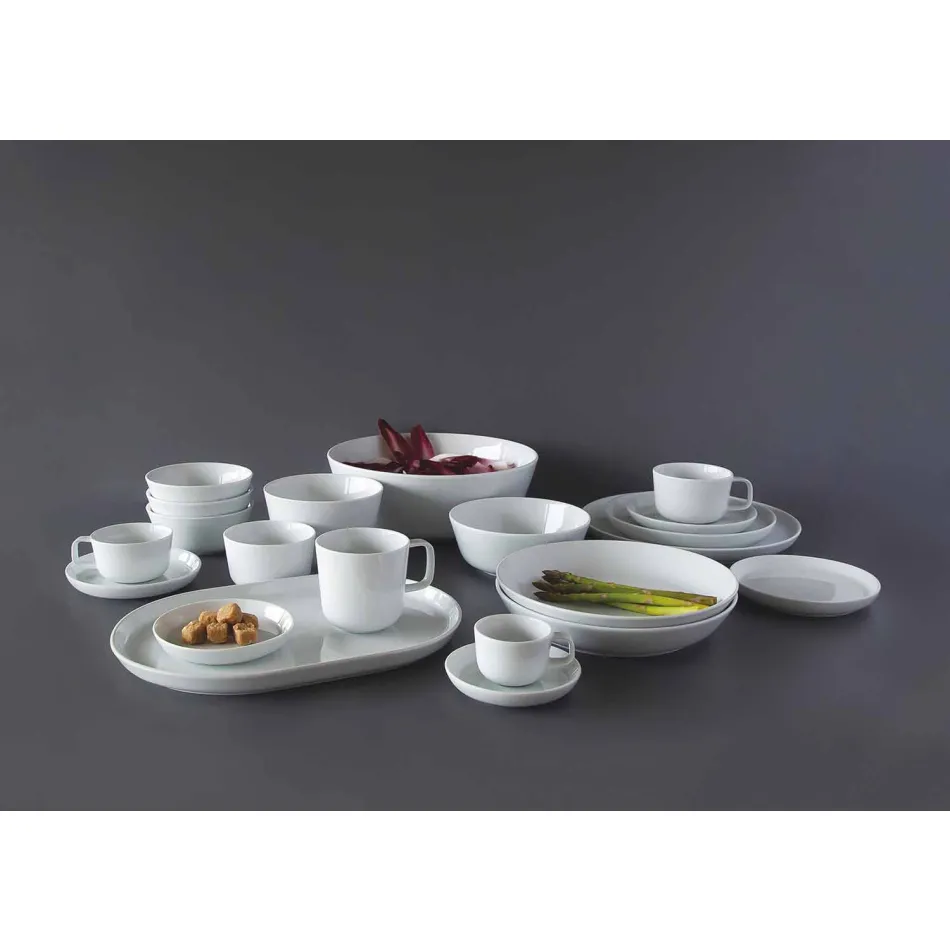 Servizio di Piatti Moderni Bianchi Design da Pranzo Porcellana 24 Pezzi - Artico Viadurini