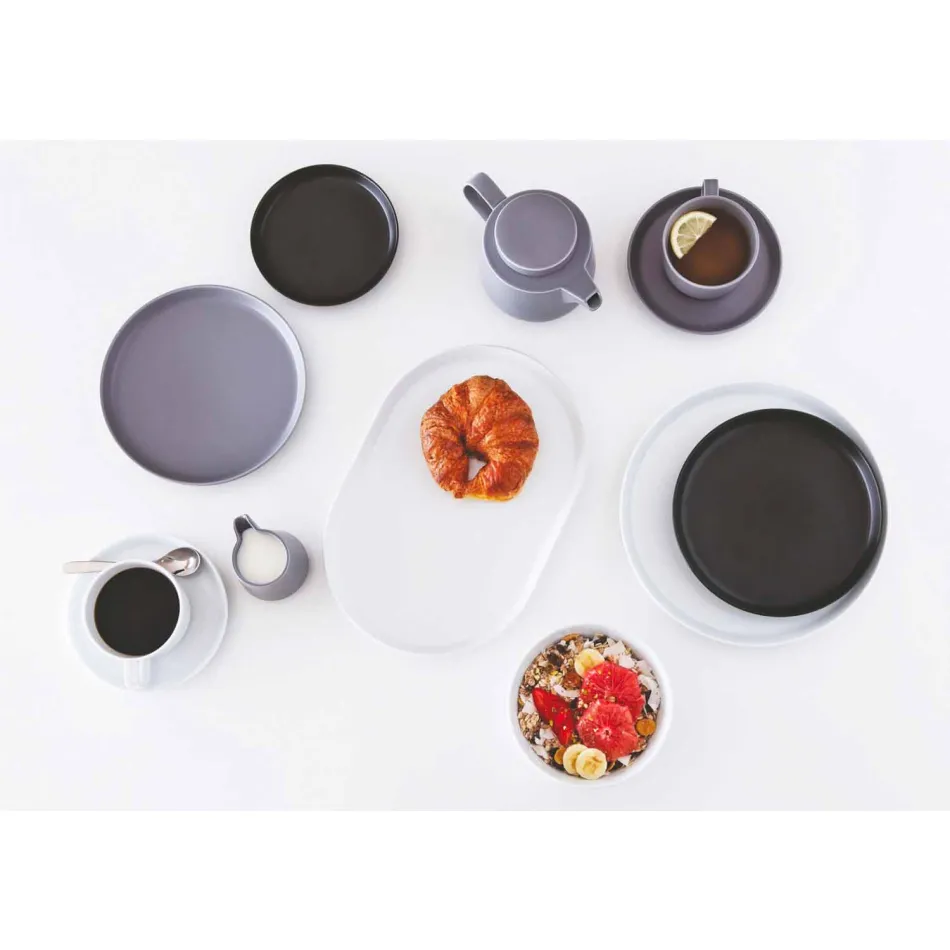 Servizio di Piatti Moderni Bianchi Design da Pranzo Porcellana 24 Pezzi - Artico Viadurini