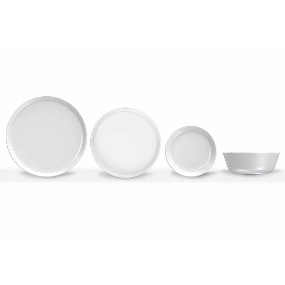 Servizio di Piatti Moderni Bianchi Design da Pranzo Porcellana 24 Pezzi - Artico Viadurini