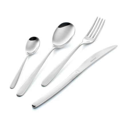 Servizio di Posate in Acciaio Inox Design Tondeggiante 24 Pz - Peperita Viadurini