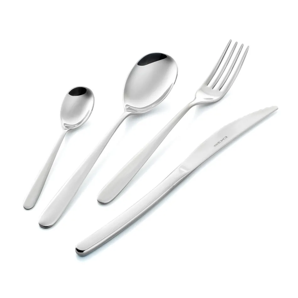 Servizio di Posate in Acciaio Inox Design Tondeggiante 24 Pz - Peperita Viadurini