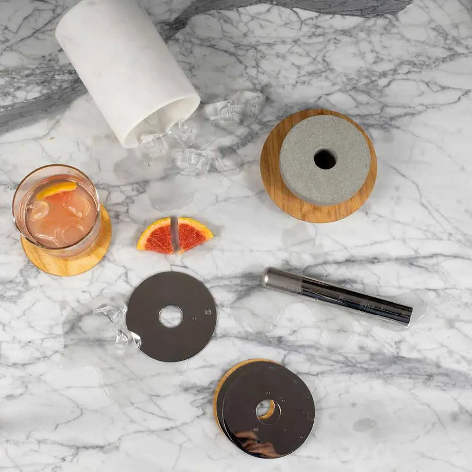Servizio per Cocktail Accessori da Aperitivo in Marmo, Legno, Acciaio - Normanno Viadurini