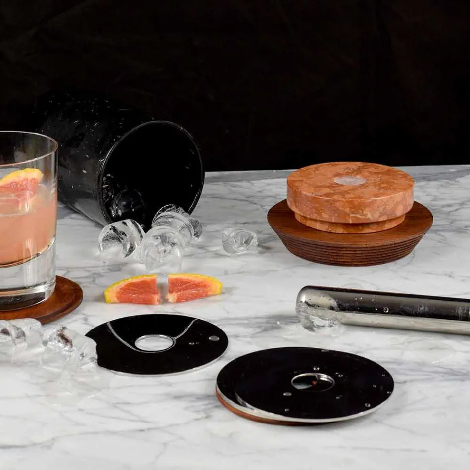 Servizio per Cocktail Accessori da Aperitivo in Marmo, Legno, Acciaio - Normanno Viadurini