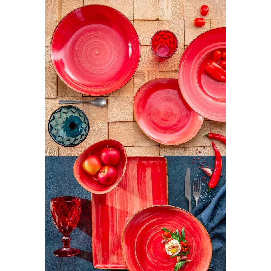 Servizio Piatti da Aperitivo 12 Pezzi in Gres Colorato di Design Moderno - Simba Viadurini