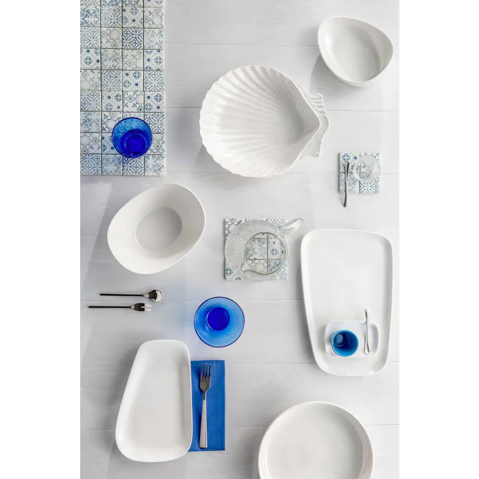 Servizio Piatti in Porcellana Bianca Design Moderno ed Elegante 23 Pezzi - Nalah Viadurini