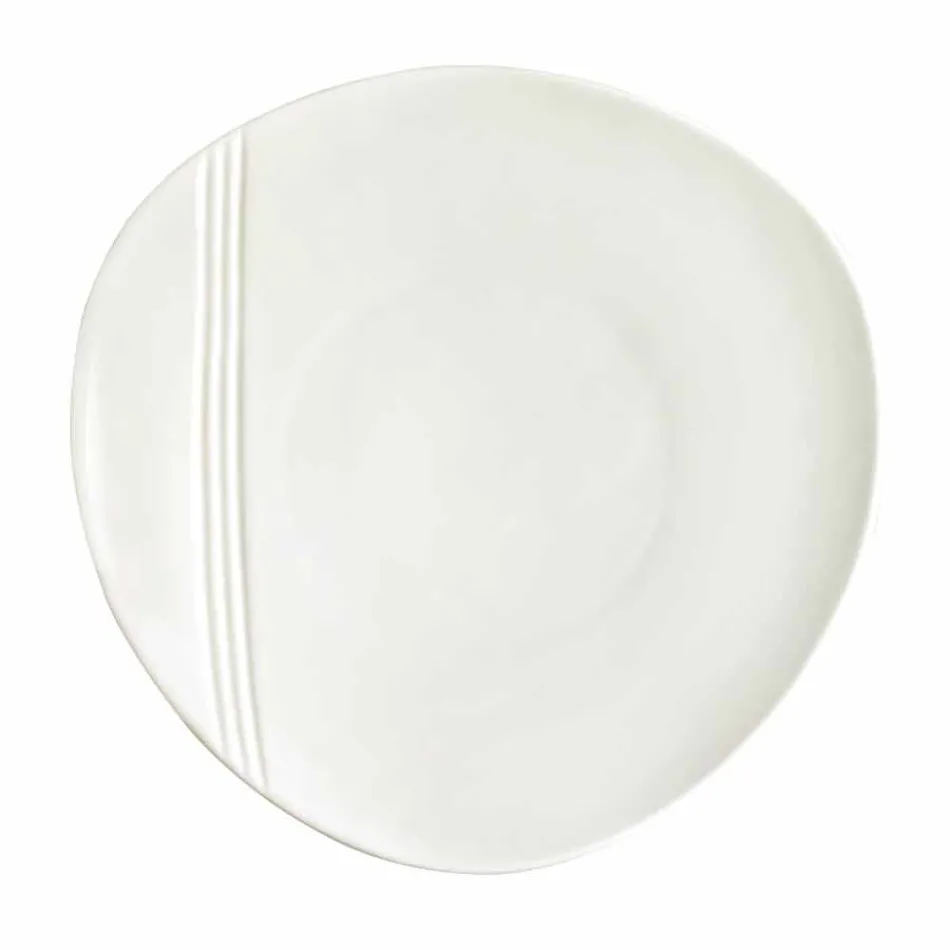 Servizio Piatti in Porcellana Bianca Design Moderno ed Elegante 23 Pezzi - Nalah Viadurini