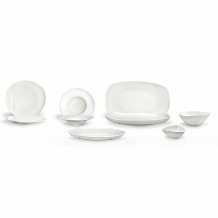 Servizio Piatti in Porcellana Bianca Design Moderno ed Elegante 23 Pezzi - Nalah Viadurini