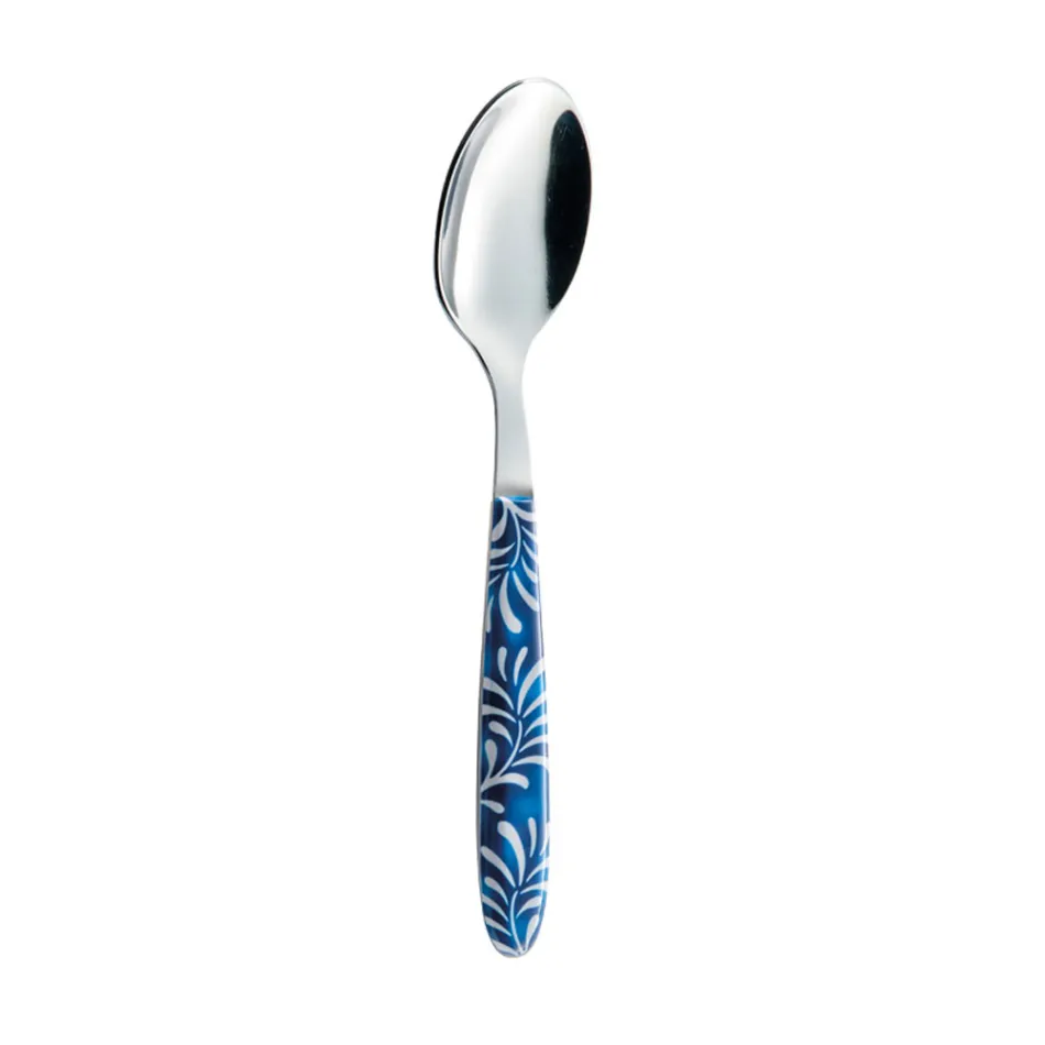 Servizio Posate Acciaio e Plastica Decoro Blu o Bianco 24 Pz - Alessandra Viadurini
