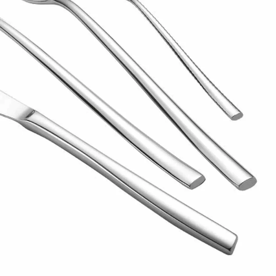 Servizio Posate Completo in Acciaio Inox Lucido Design Moderno 24 Pezzi - Sharpy Viadurini