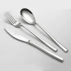 Servizio Posate Completo in Acciaio Inox Lucido Design Moderno 24 Pezzi - Sharpy Viadurini