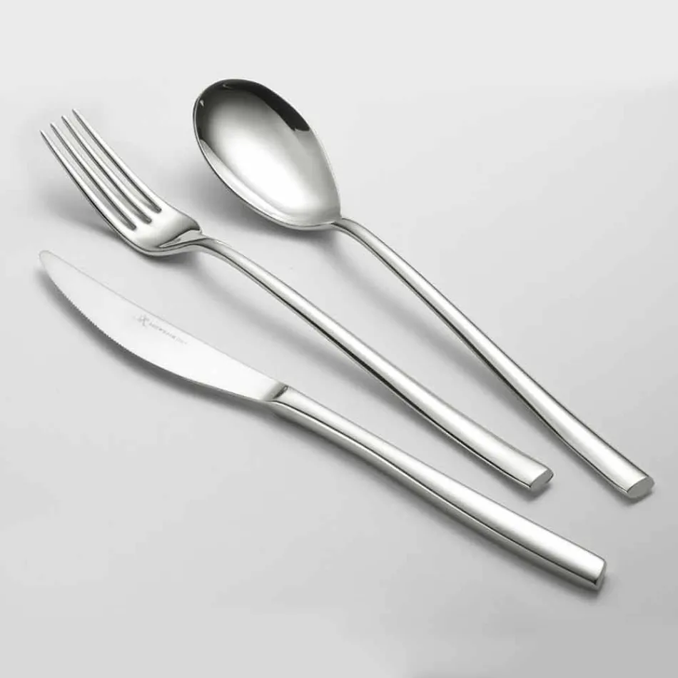 Servizio Posate Completo in Acciaio Inox Lucido Design Moderno 24 Pezzi - Sharpy Viadurini